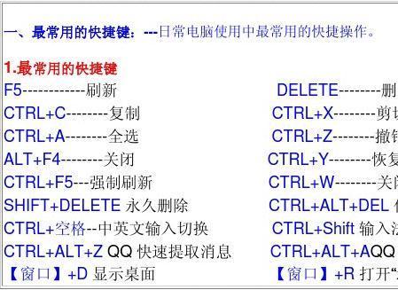 电脑键盘快捷键